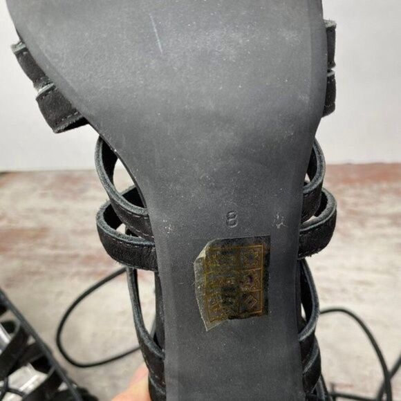 Jeffrey Campbell Stockard Black suede lace up heels 8 Square toe - Picture 6 of 8